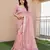 Pink soft tissue linen silk zari woven saree with blouse