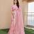 Pink soft tissue linen silk zari woven saree with blouse