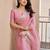 Pink soft tissue linen silk zari woven saree with blouse