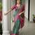 Bottle green soft tussar silk ikkat printed saree with blouse
