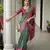 Bottle green soft tussar silk ikkat printed saree with blouse