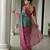 Bottle green soft tussar silk ikkat printed saree with blouse