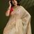 Cream soft muga cotton paithani zari woven saree with blouse