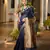 Navy blue soft khadi raw silk zari woven saree with blouse