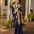 Navy blue soft khadi raw silk zari woven saree with blouse