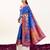 Blue banarasi pashmina soft silk zari woven saree with blouse