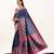 Navy blue banarasi pashmina soft silk zari woven saree with blouse