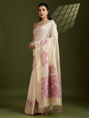 Pink soft muga cotton kalamkari woven saree with blouse 2