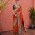 Orange paithani silk zari woven saree with blouse
