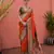 Orange paithani silk zari woven saree with blouse