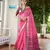 Pink khadi raw silk meena weaving patola saree with blouse