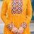 Yellow women’s laheriya print faux georgette gown with kutchi patchwork