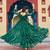 Green women’s laheriya print faux georgette gown with kutchi patchwork