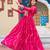 Pink women’s laheriya print faux georgette gown with kutchi patchwork
