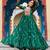 Green women’s laheriya print faux georgette gown with kutchi patchwork