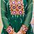 Green women’s laheriya print faux georgette gown with kutchi patchwork