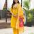Yellow women’s premium viscos roman silk kurti set with hand & embroidery work