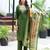 Green women’s premium viscos roman silk kurti set with hand & embroidery work