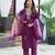 Purple women’s premium viscos roman silk kurti set with hand & embroidery work