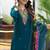 Teal blue women’s premium viscos roman silk kurti set with hand & embroidery work
