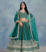 Green Art Silk Embroidered Semi Stitched Lehenga Choli Size Up To 42