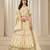 Cream Art Silk Embroidered Semi Stitched Lehenga Choli Size Up To 42
