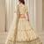 Cream Art Silk Embroidered Semi Stitched Lehenga Choli Size Up To 42