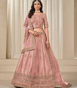 Pink Art Silk Embroidered Semi Stitched Lehenga Choli Size Up To 42
