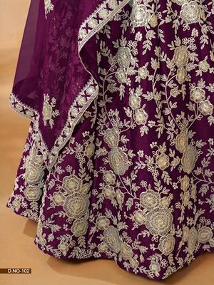 Purple Art Silk Embroidered Semi Stitched Lehenga Choli Size Up To 42 4