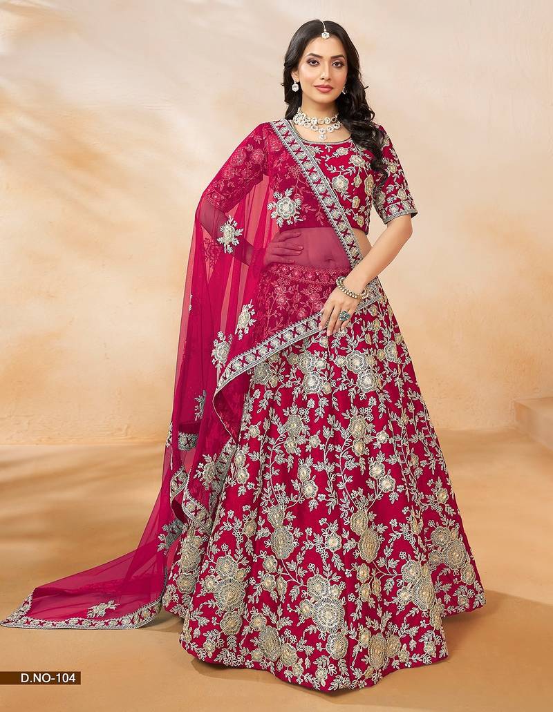 Pink Art Silk Embroidered Semi Stitched Lehenga Choli Size Up To 42