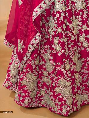 Pink Art Silk Embroidered Semi Stitched Lehenga Choli Size Up To 42 4