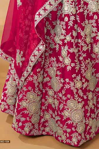Pink Art Silk Embroidered Semi Stitched Lehenga Choli Size Up To 42