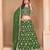 Green Organza Embroidered Semi Stitched Lehenga Choli Size Up To 42
