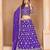 Blue Organza Embroidered Semi Stitched Lehenga Choli Size Up To 42