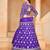 Blue Organza Embroidered Semi Stitched Lehenga Choli Size Up To 42