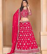 Pink Organza Embroidered Semi Stitched Lehenga Choli Size Up To 42