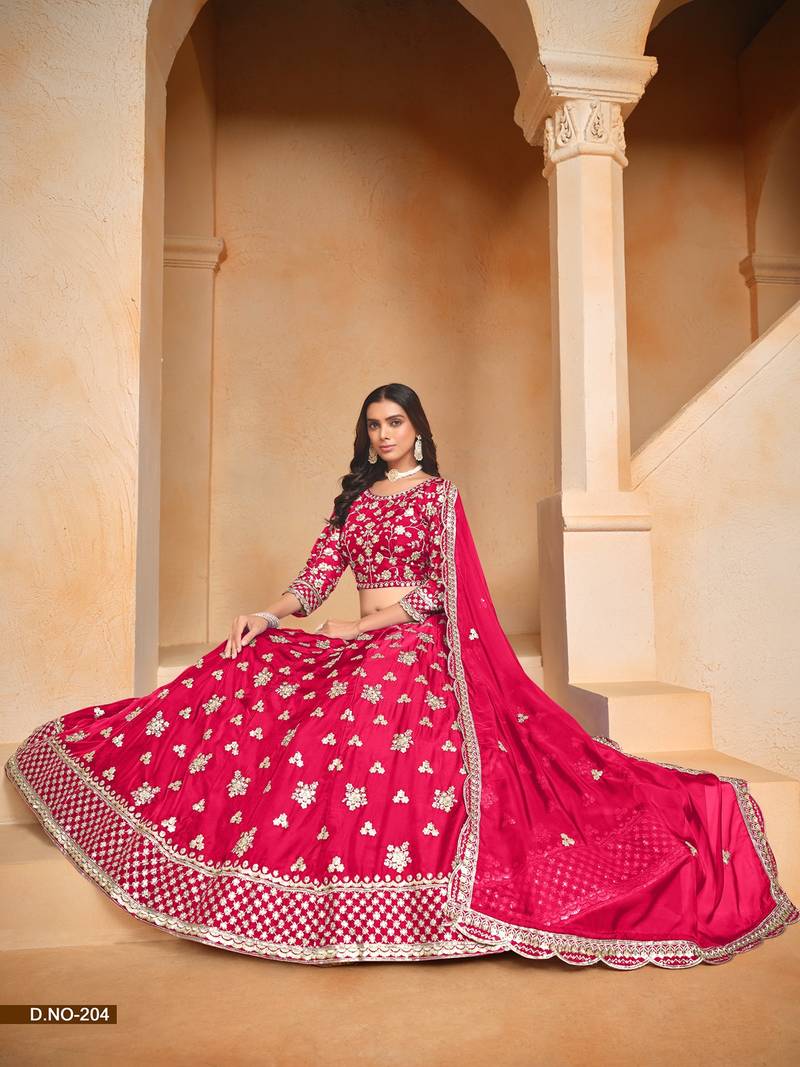 Pink Organza Embroidered Semi Stitched Lehenga Choli Size Up To 42