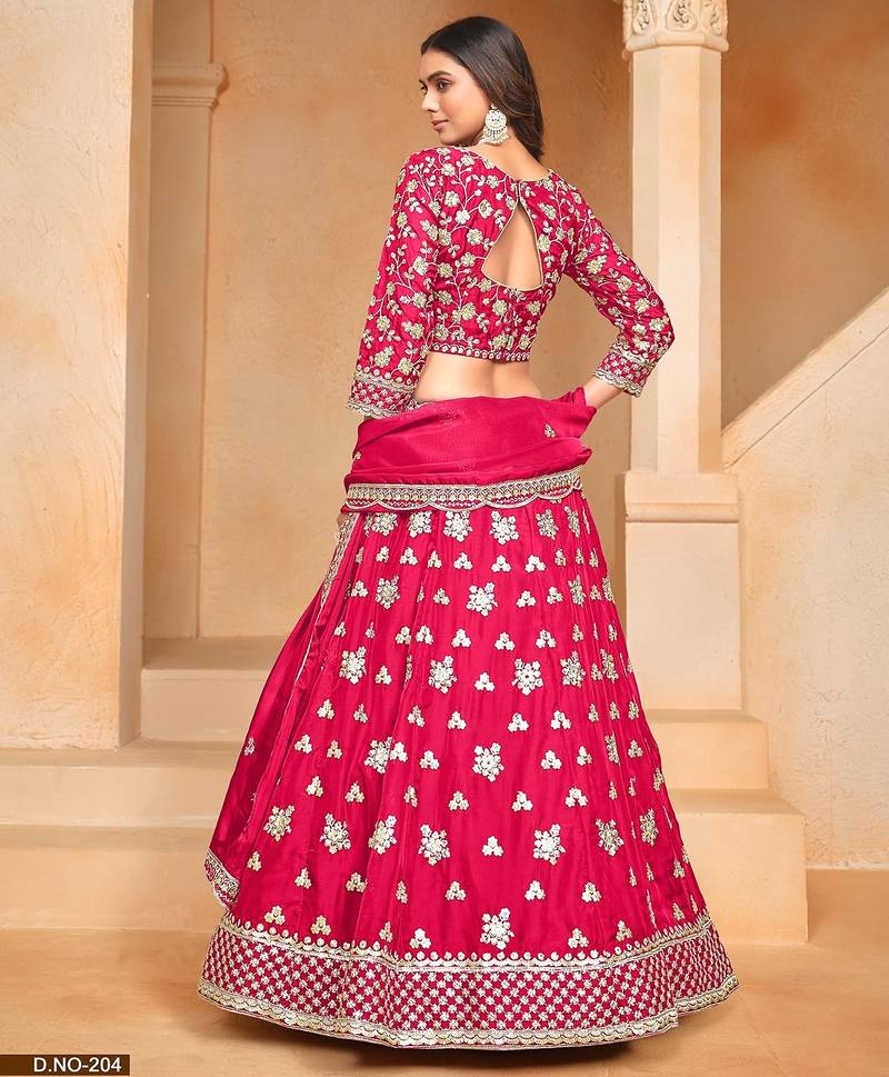 Pink Organza Embroidered Semi Stitched Lehenga Choli Size Up To 42