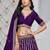 Violet Net Embroidered Semi Stitched Lehenga Choli Size Up To 42