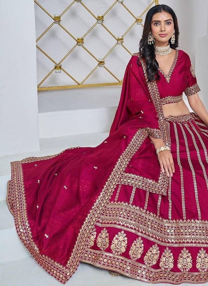 Pink Net Embroidered Semi Stitched Lehenga Choli Size Up To 42