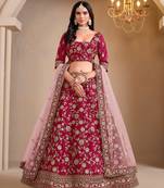 Maroon Art Silk Embroidered Semi Stitched Lehenga Choli Size Up To 42