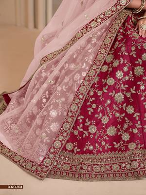 Maroon Art Silk Embroidered Semi Stitched Lehenga Choli Size Up To 42 3