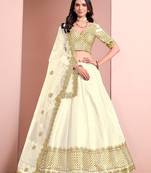 White Art Silk Embroidered Semi Stitched Lehenga Choli Size Up To 42