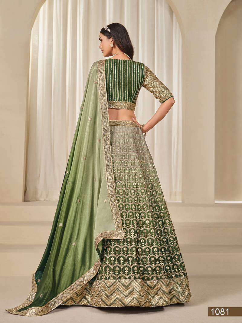 Green Art Silk Embroidered Semi Stitched Lehenga Choli Size Up To 42
