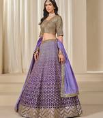 Violet Art Silk Embroidered Semi Stitched Lehenga Choli Size Up To 42