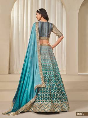 Sky Blue Art Silk Embroidered Semi Stitched Lehenga Choli Size Up To 42 4