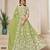 Green Organza Embroidered Semi Stitched Lehenga Choli Size Up To 42