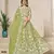 Green Organza Embroidered Semi Stitched Lehenga Choli Size Up To 42