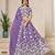 Lavender Organza Embroidered Semi Stitched Lehenga Choli Size Up To 42