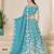 Sky Blue Organza Embroidered Semi Stitched Lehenga Choli Size Up To 42